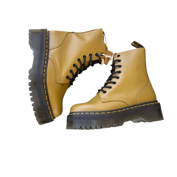 ✨ Dr. Martens Jadon Platform Boots Olive Green Smooth Leather Women’s 7 NWT - Picture 5 of 7